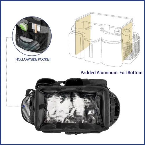 Vista 5 de LoDrid Organizador de limpieza profesional grande con divisor desmontable, organizador de suministros con asa y correa para el hombro, bolsas
