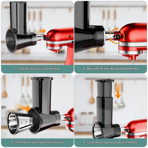 Vista 5 de Accesorio rebanador triturador para batidora de pie Kitchenaid, máquina de ensalada con rebanadora de verduras, fabricante de ensaladas, rebanadoras