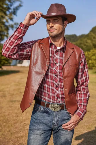 Vista 4 de COOFANDY Camisas vaqueras occidentales para hombre, de manga larga, casual, con botones, con bolsillos