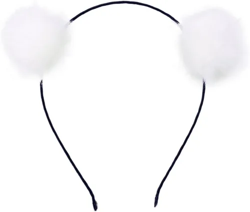 Vista 14 de BAOBAO - Diadema de piel de conejo sintética esponjosa con orejas de gato, panda, fiesta de Navidad, cosplay Negro