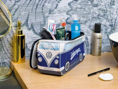 Vista 4 de BRISA VW Collection - Volkswagen Bolsa universal de neopreno para maquillaje, cosméticos, artículos de tocador para farmacia de viaje, con diseño