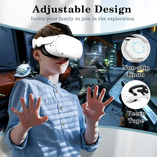 Vista 4 de Kuject Correa de cabeza ajustable de diseño compatible con MetaQuest 2 soporte de cabeza de comodidad ampliada repuesto para correa de élite