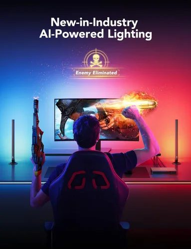 Vista 2 de Govee Kit de caja de sincronización de juegos AI, con barras de luz y luz trasera de monitor, caja de juegos HDMI 4K, tira de luz LED RGBIC