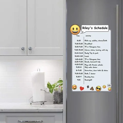 Vista 2 de Oliver's Label - Calcomanía de pared laminada de borrado en seco, 17.45 x 11 pulgadas, planificador diario personalizado para niños, pizarra blanca