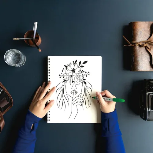 Vista 3 de 18 plantillas temáticas para mujer, diseño floral de cara femenina y cita inspiradora para niña, para el hogar, decoración de pared, pintura sobre