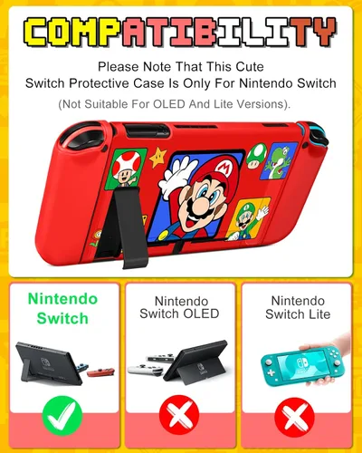 Vista 2 de for Nintendo Switch 9 in 1 Storage Accessories Kit with Travel Carrying Case+Switch Protective Cover+Game Case Holder+Strap+Sticker+2 Joycon