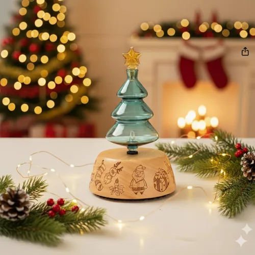 Vista 7 de Difusor de aromaterapia de árbol de Navidad de aromas orgánicos para aceite esencial, nebulizador de vidrio sin agua con interruptor de apagado