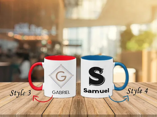 Vista 3 de SANTANNA Taza personalizada para hombres, iniciales personalizadas con nombre de café de cerámica (sus estilos favoritos)