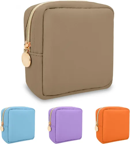 Vista 76 de izuzta Nylon Lager Pequeño Slim Mini Maquillaje Bolsa Organizador, Beige, Viajes
