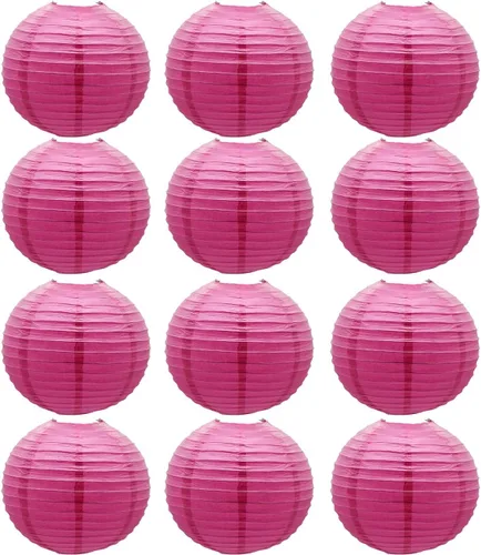 Vista 23 de Linternas de papel doradas chinas, japonesas, colgantes, redondas, para decoración de fiesta de Año Nuevo y Año Nuevo Lunar (12 unidades)