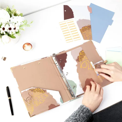 Vista 7 de EYROZILL Mini carpeta de 3 anillas, 5.5" x 8.5", de 1 pulgada con bolsillos, carpeta con portapapeles para estilo de cabello del cliente, estuche