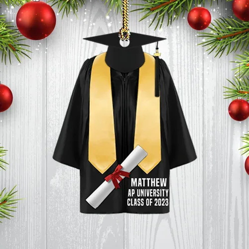 Vista 5 de Adorno de graduación, vestido de graduación personalizado con forma de acrílico, adorno plano, regalos para graduado, él, ella, amigos, adorno