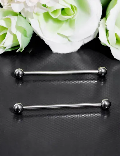 Vista 5 de Vsnnsns 14G 16G G23 - Piercing recto de titanio para lengua, pezón, joyería industrial, piercing para cartílago, tragus, joyería para mujeres