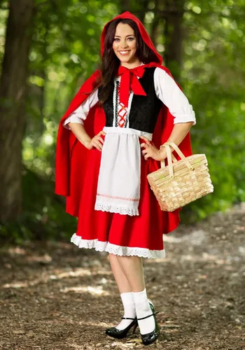 Vista 2 de Disfraz de Caperucita Roja para mujer, vestido de Caperucita Roja y Capa 1X 8X