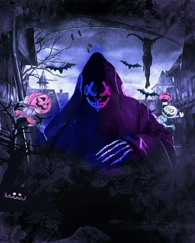 Vista 5 de Paquete de 2 máscaras de Purga de Halloween con luces LED, máscara aterradora para adultos, fiesta de disfraces (azul rojo + azul morado)