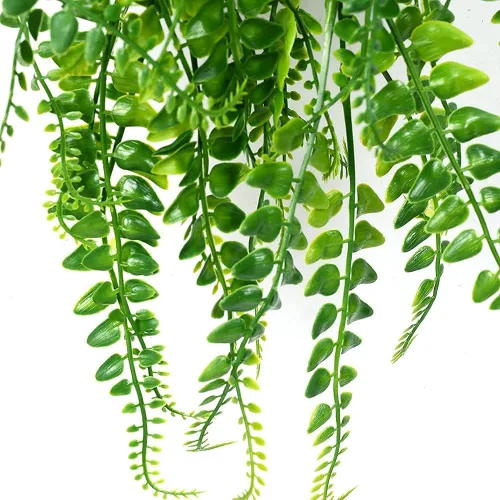 Vista 4 de Plantas colgantes artificiales, paquete de 2 helechos colgantes falsos, hiedra falsa, helecho de Boston, plantas colgantes al aire libre resistentes