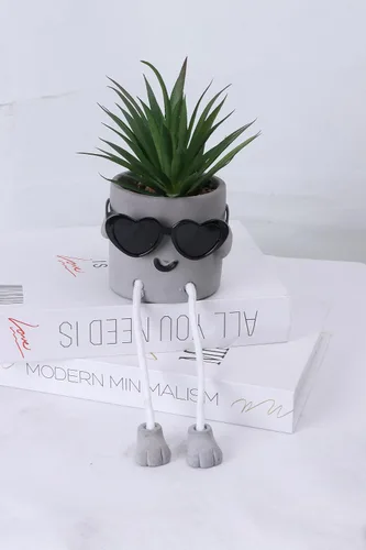 Vista 11 de Zen Home Lindas plantas falsas para estante - Mini plantas suculentas - Pequeñas plantas artificiales para decoración de estantes - Plantas de Oso