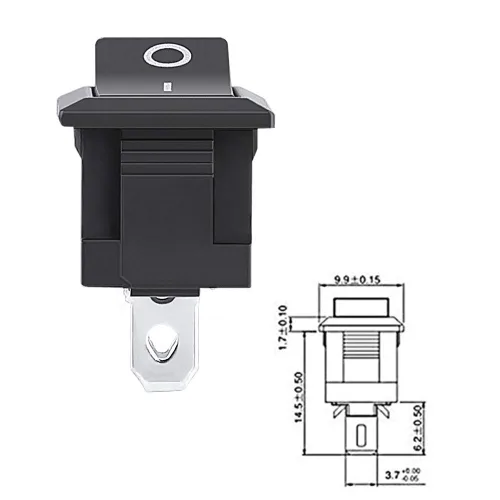 Vista 3 de Interruptor basculante, interruptor de circuito de 2 pines, posición de encendido/apagado, interruptor basculante de barco a presión, 12 V/110 V/250