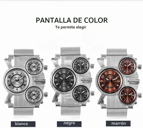 Vista 2 de Oulm Relojes militares con diseño de tres Movt y banda de acero inoxidable