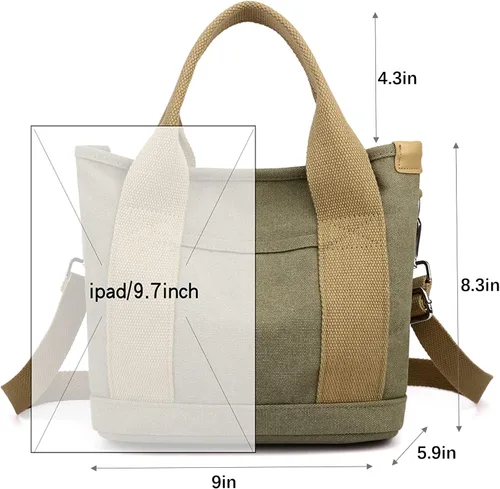 Vista 5 de Wxnow Bolsas de mensajero de lona para mujer, bolso cruzado de hombro