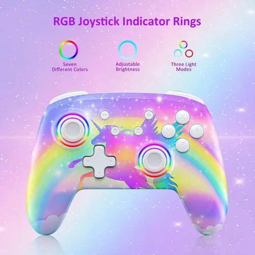 Vista 2 de NexiGo Controlador para SwitchSwitch LiteOLED controladores inalámbricos Bluetooth para Nintendo Switch con vibración movimiento turbo y luz LED
