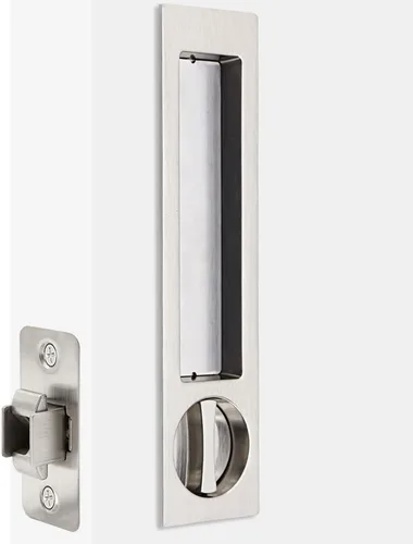 Vista 14 de Dontay Manija de puerta de bolsillo, moderna función de entrada rectangular con llave, pestillo de tracción (dormitorio/baño), herrajes para puerta