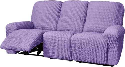 Vista 43 de vctops 4 fundas para sillas reclinables con textura de sirsaca a cuadros, suaves y elásticas, protector de muebles antideslizante con parte inferior