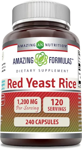 Vista 9 de Amazing Formulas - Suplemento en cápsulas de arroz de levadura roja, 1200 mg por porción, sin OMG, sin gluten, fabricado en Estados Unidos