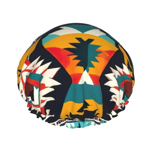 Vista 18 de Animal Rhino Print Shower Cap,Elastic And Reusable Bath Hair Hat For Long Hair,Large Waterproof Shower Bonnet,For Women Men Kids