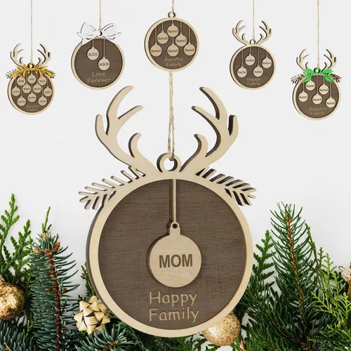 Vista 59 de Adornos de Navidad personalizados familiares de 1, 2, 3, 4, 5, 6, 7, 8, 9, 10, adornos de madera personalizados, decoraciones de Navidad, regalos