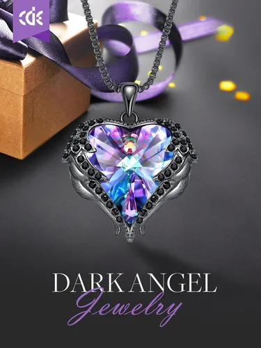 Vista 3 de CDE - Collar con dije de corazón de ala de ángel para mujer, dije de tono plateadodorado, regalo de Navidad, San ValentínDía de la Madre