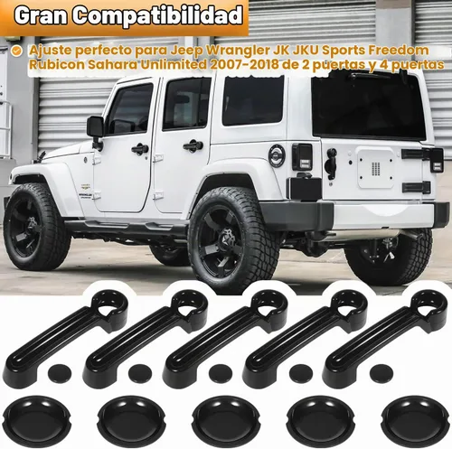 Vista 2 de E-cowlboy Insertos de cubierta de manija de puerta + cubierta de compuerta trasera + protector de rebaje para Jeep Wrangler JK JKU Sports Sahara