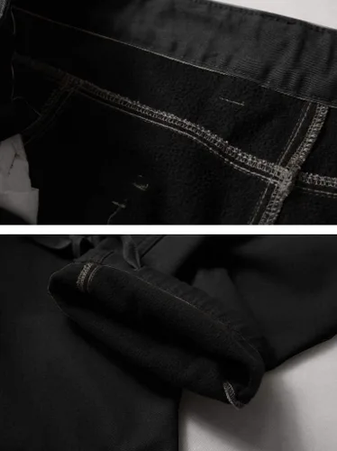 Vista 7 de Pantalones de senderismo con forro polar para hombre, pantalones cargo de camuflaje de invierno, pantalones de esquí de trabajo casuales para hombre