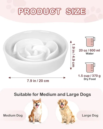 Vista 9 de TRUVIC Recipientes de alimentación lenta para perros de cerámica, tazón de rompecabezas de alimentación lenta de 1.5 tazas para perros que comen