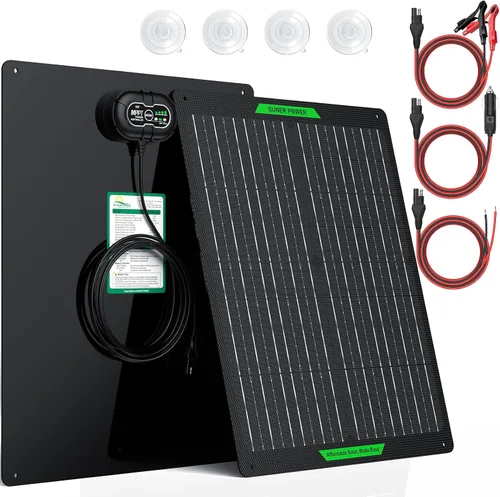 Vista 9 de SUNER POWER Cargador de batería solar impermeable de 12 W 12 V y mantenedor PRO, controlador de carga MPPT UltraSmart integrado, kits de carga