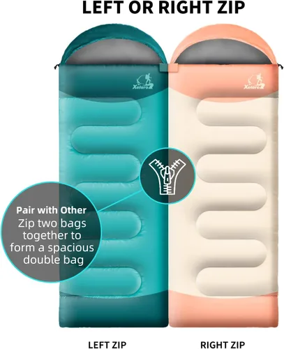 Vista 5 de Sacos de dormir para adultos y niños - 3 estaciones para clima frío y cálido, impermeables para acampar - Sacos de dormir ligeros para camping