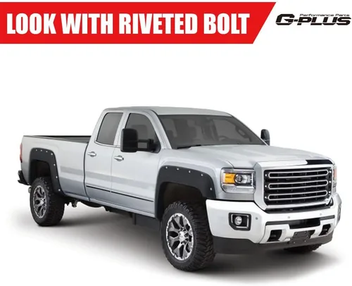 Vista 9 de G-PLUS Fender Flare compatible con GMC Sierra 1500 2007-2013, 4 remaches de bolsillo texturizados Offroad