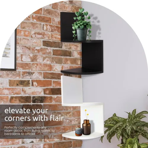 Vista 7 de kieragrace Priva - Estante esquinero de pared, juego de 2, blanco, 7.75 x 7.75 pulgadas