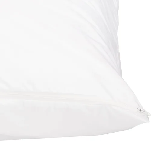 Vista 4 de Amazon Basics Protector de almohada hipoalergénico 100% algodón estándar transpirable con cremallera, lavable a máquina, blanco, 27 x 21 pulgadas