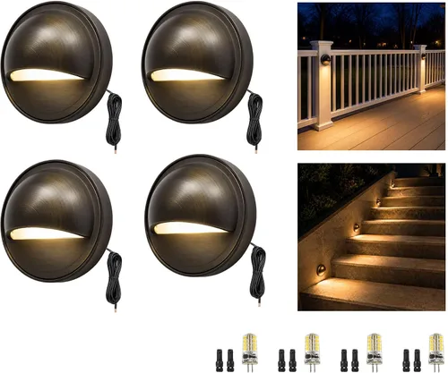 Vista 13 de Gardenreet Luz de cubierta de latón macizo, 12 V, 2700 K, blanco cálido G4, 1 paquete