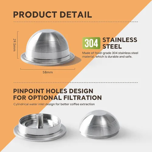Vista 2 de Reusable Next Coffee Pods Holder Stainless Steel Refillable Filters Coffee Pods pods Only Compatible with Nespresso 3.0 Genaration