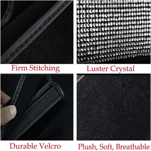 Vista 3 de 2 piezas de almohadillas para cinturón de seguridad con cristal brillante, fundas para cinturón de seguridad de coche con brillo, accesorios