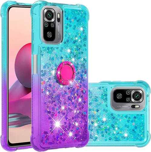 Vista 2 de Funda a prueba de golpes para Xiaomi Redmi Note 10 4G/Note 10S, brillo brillo diamante degradado color arena movediza cubierta de TPU transparente