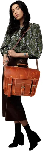Vista 9 de Leather Messenger Bag Shoulder Bag Cross Body Vintage Messenger Bag Satchel Man Purse competible with Ipad and Tablet