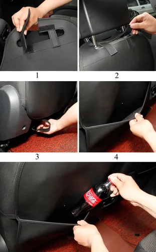 Vista 2 de HCMAX Paquete de 2 alfombrillas protectoras para respaldo de asiento de automóvil, impermeables, fáciles de limpiar, multifuncionales, bolsa de Beige