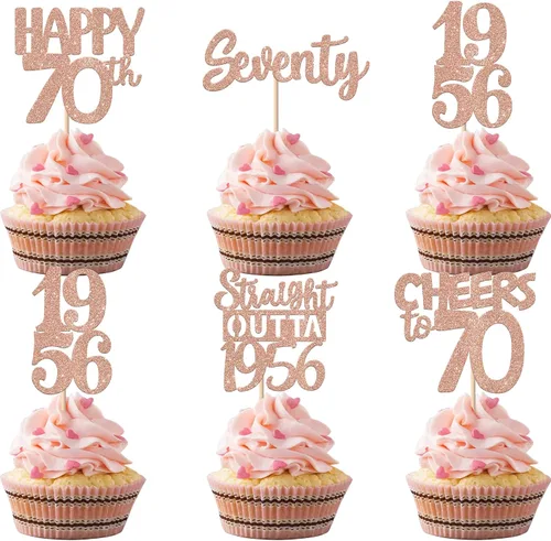 Vista 15 de 30 piezas negras para cupcakes de 10.º cumpleaños con purpurina Ten Happy 10 Straight Outta 2016 para saludos a 10 años 10 cumpleaños, boda Negro