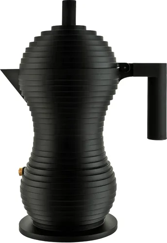 Vista 8 de Alessi MDL02/1 B "Pulcina" - Cafetera de espresso para estufa de 1 taza con asa y perilla de aluminio en color negro