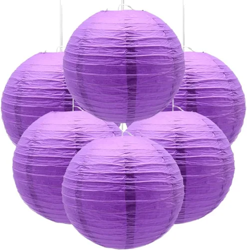 Vista 10 de 6 linternas de papel decorativas redondas colgantes