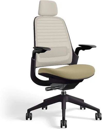 Vista 9 de Steelcase Silla de oficina serie 1 con reposacabezas, marco de grafito, regaliz Cogent Connect