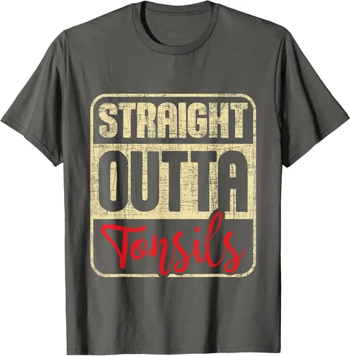 Vista 71 de Straight Outta Amígdalas - Camiseta de recuperación de cirugía de eliminación de amígdalas Asphalt Grey